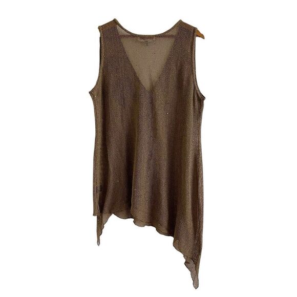 Vintage Y2K Linen Sheer Tunic Top L Asymmetrical Boho Fairy Festival Lagenlook - Picture 2 of 13